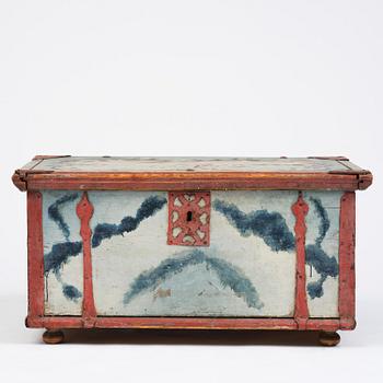 Kista, allmoge, målad av Jöns Månsson, Forsa, Hälsingland, daterat 1797.
