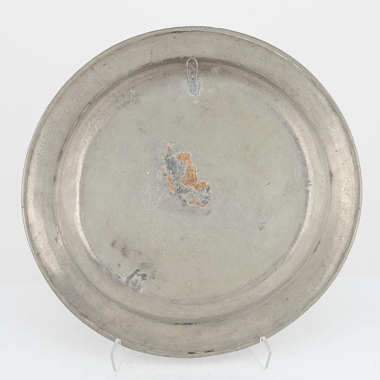 A group of eight Swedish pewter dishes, 18th-20th Century, including Mathias Norling, Jönköping, 1863.
