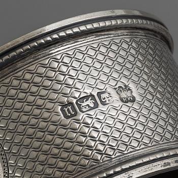 A collection of silver napkin rings, mostly England, Denmark (46 pieces).