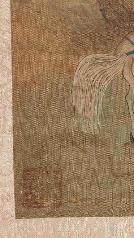 Four hanging scrolls with scenes from the history of the Three Kingdoms, late Qing dynasty (1644-1912).