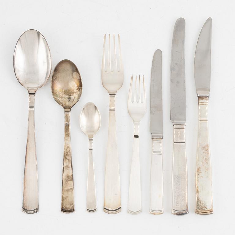 Jacob Ängman, a 38-piece "Rosenholm" silver flat wear set, Stockholm & Eskilstuna, 1966-2001.