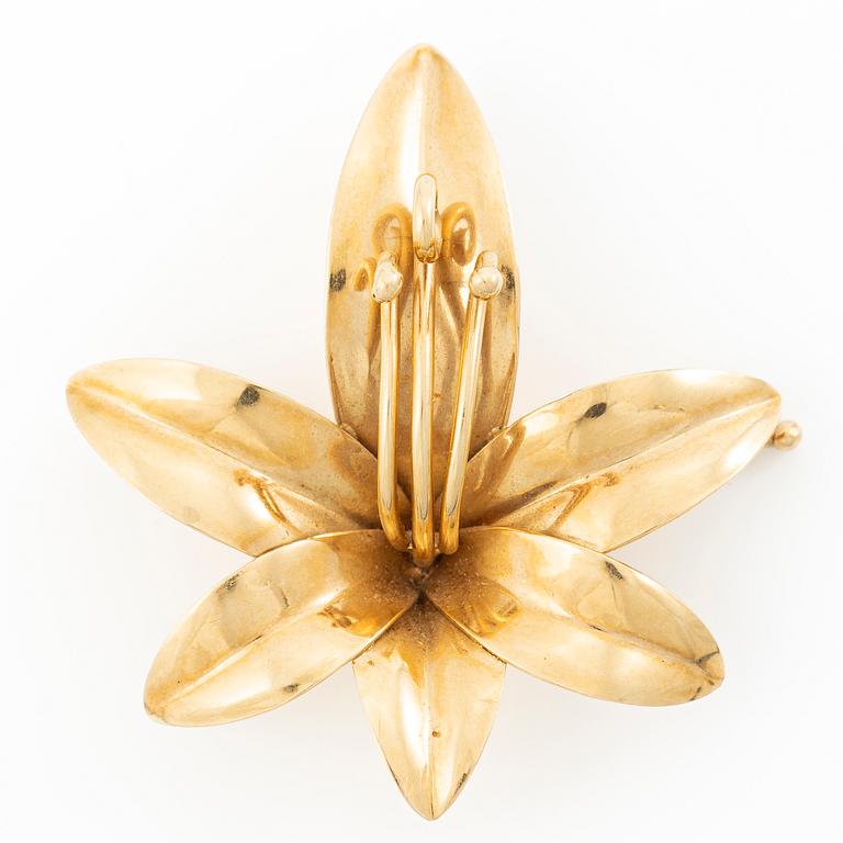 Brooch/pendant, Engelbert, Stigbert, in the form of a lily, 18K gold.