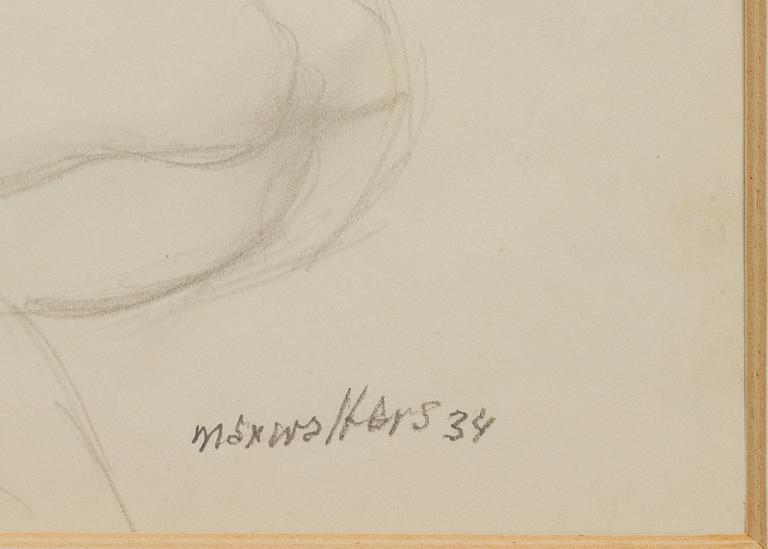 MAX WALTER SVANBERG, skiss blyerts, signerad.