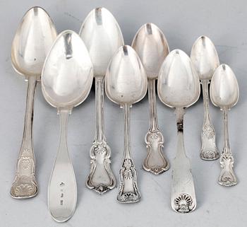 PARTI SKEDAR, 16 st, silver, olika mästare, Sverige och Finland, mest 1800-tal.