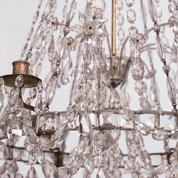 An Austro-Bohemian Louis XVI silvered brass six-branch chandelier, late 18th century.