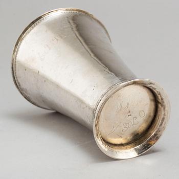A Swedish 18th century parcel-gilt silver beaker, unidentified mark.