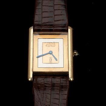 DAMARMBANDSUR, Cartier Tank, kullattua hopeaa. 1900-luvun loppupuoli.