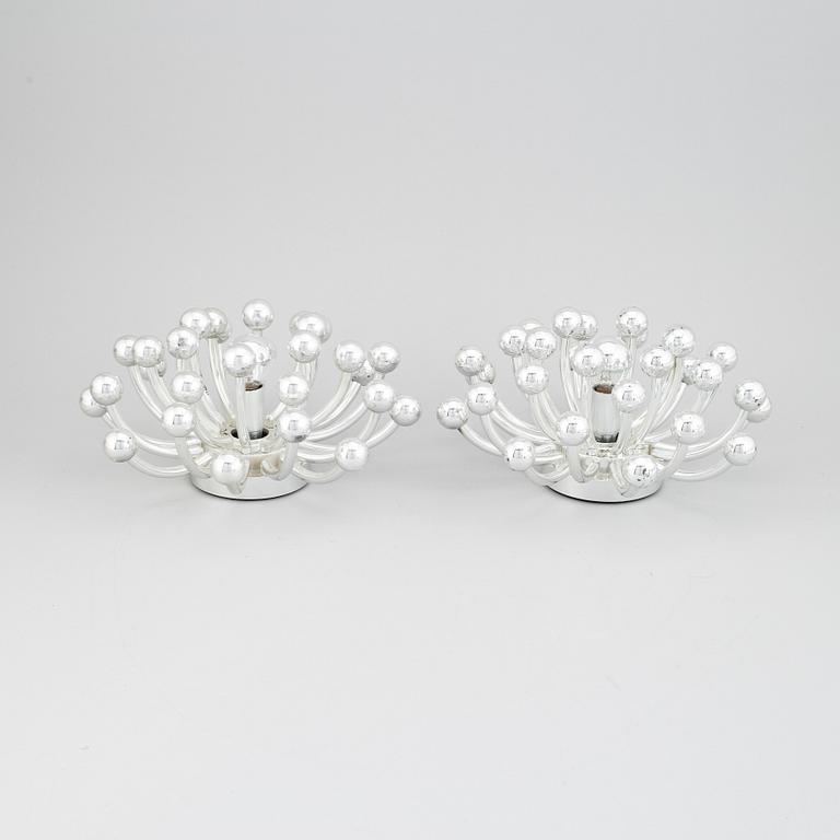 Wall/ceiling lamps, a pair, "Pistillo", Valenti, Italy, second half of the 20th century.