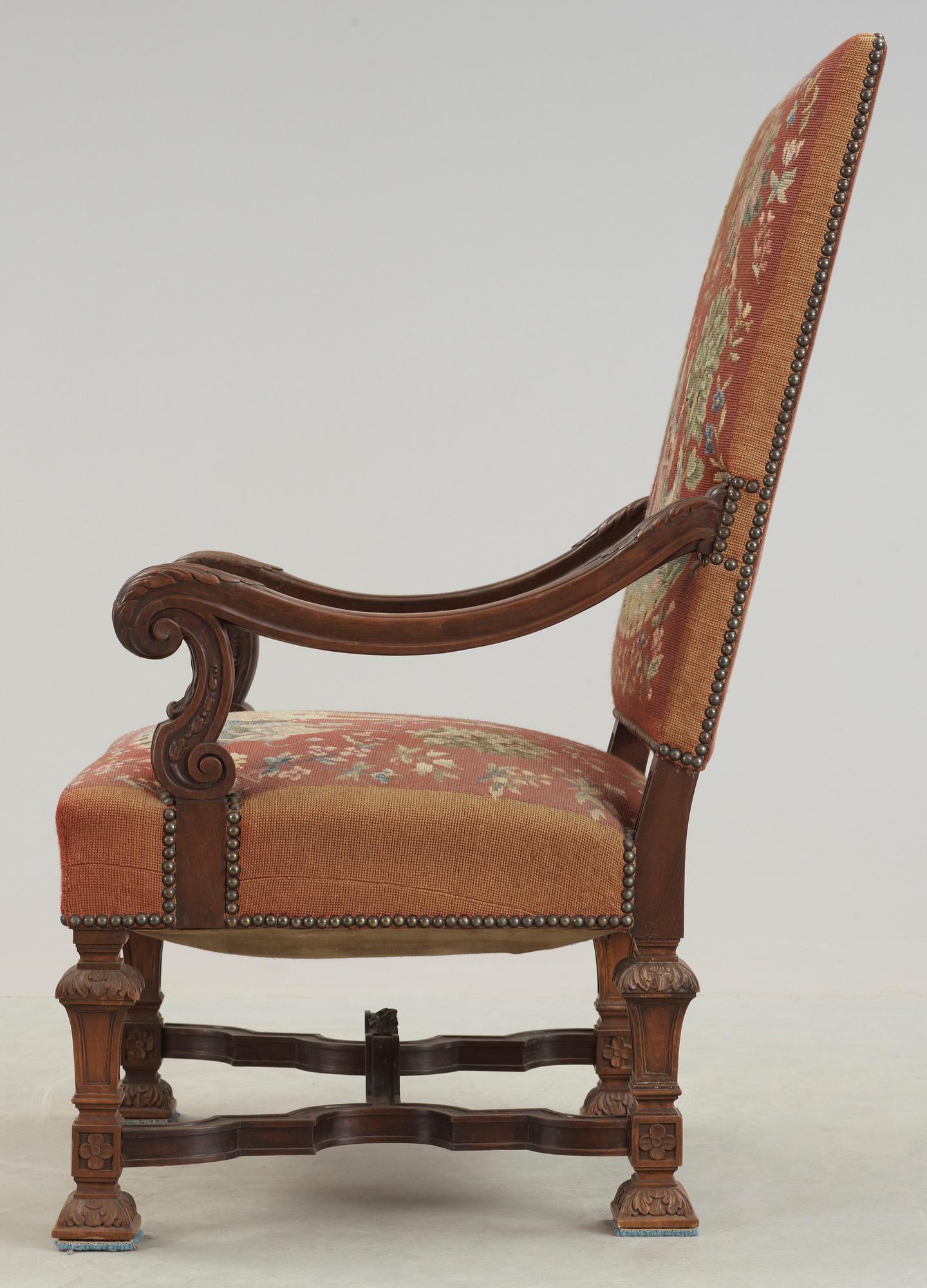 FÅTÖLJ, barockstil, 1900-talets första hälft.