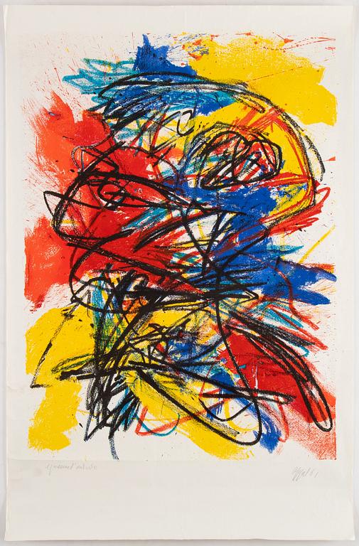 Karel Appel, lithograph in colors, 1961, signed, epreuve d'artiste.
