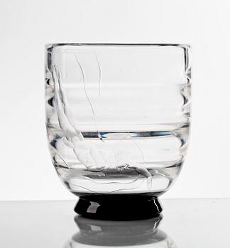 VAS, glas, "Pärlfiskare", Vicke Lindstrand, Orrefors, 1930-tal.