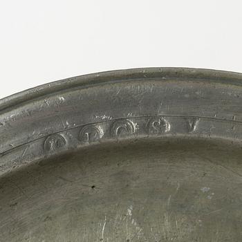 Tin objects, six pieces, Sweden, 18th-19th century.