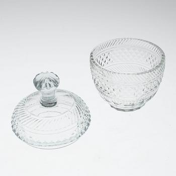 A 19th Century glass bowl with lid and probably later saucer.