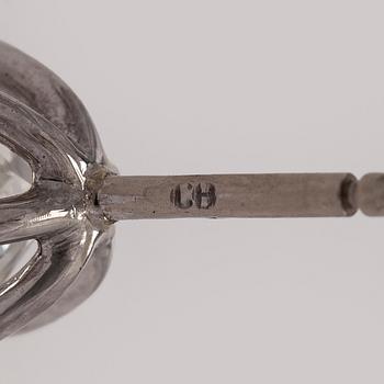 Bucherer, a pair of 18K white gold earrings with brilliant-cut diamond. SJL-certificate.