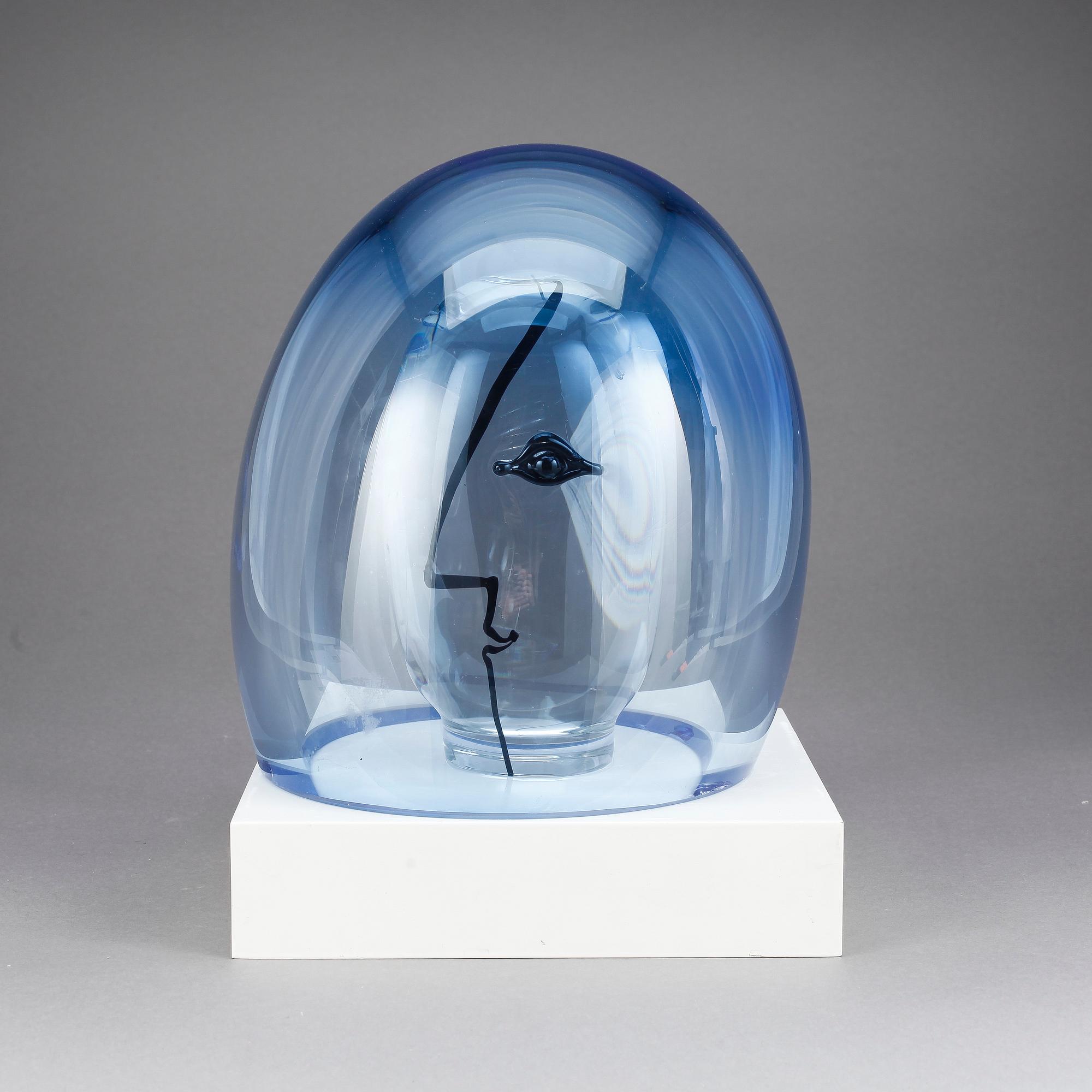 GÖRAN WÄRFF, skulptur "Dykarens upptäckt" glas, signerad, Kosta Boda unik.