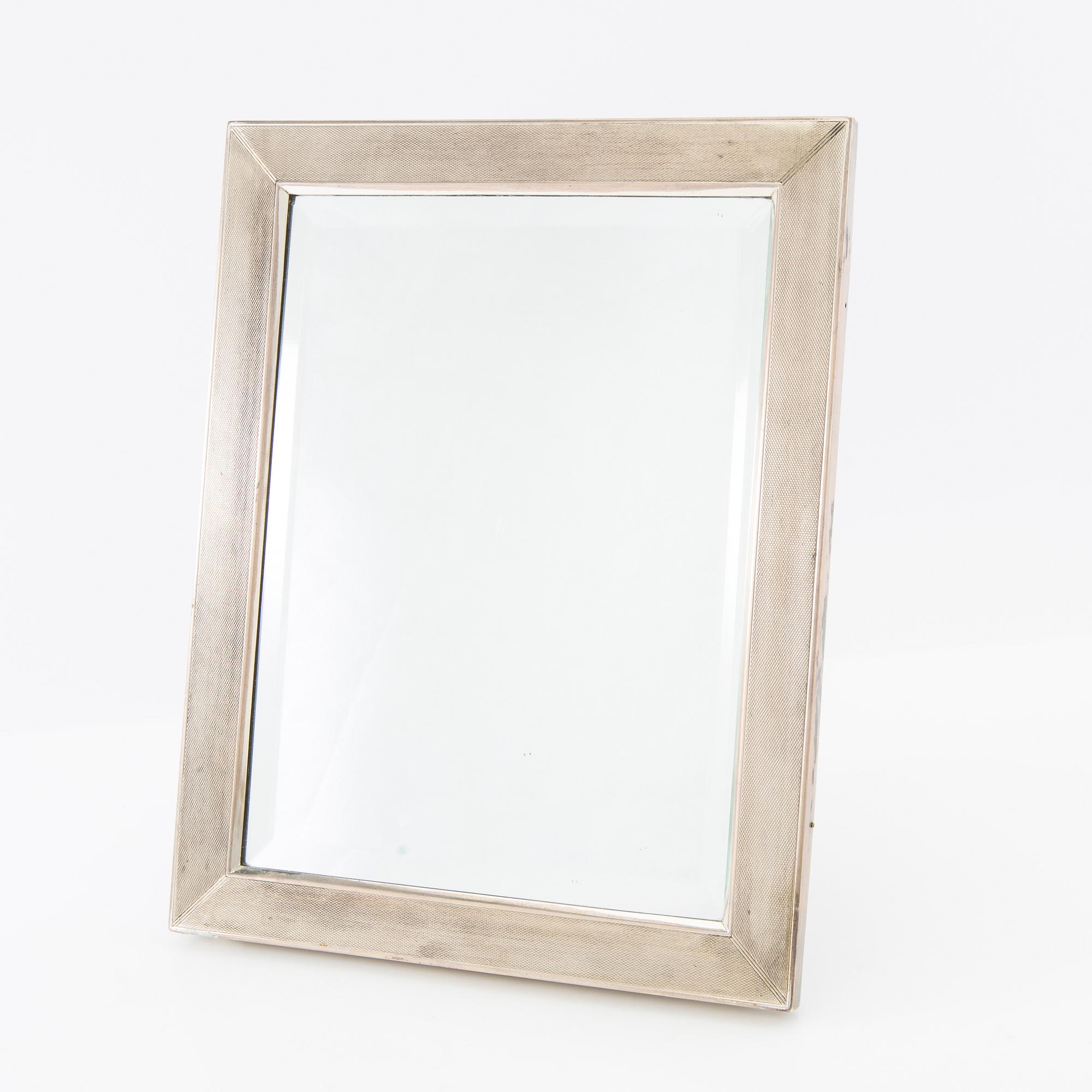 Table mirror/Frame sterling Swedish import marks mid-20th century.