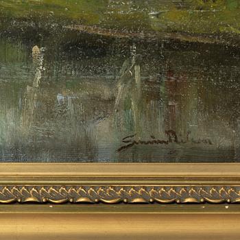 Severin Nilson, Insjölandskap med segelbåtar.