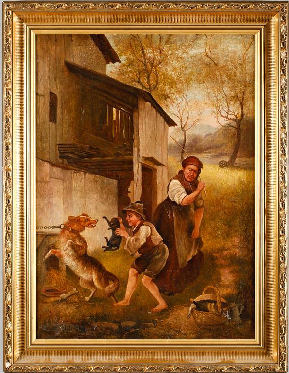 OKÄND KONSTNÄR, olja på duk uppfodrad, signerad E Brown, England, 1800-tal.