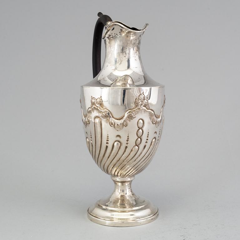 A silver jug by James Deakin & Sons, Sheffield, England, 1896. Weight 410 grams.