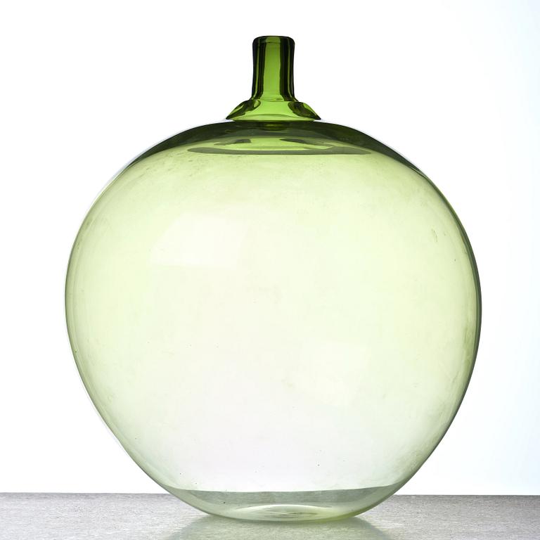 Ingeborg Lundin, a green "Apple" glass vase, Orrefors, Sweden.