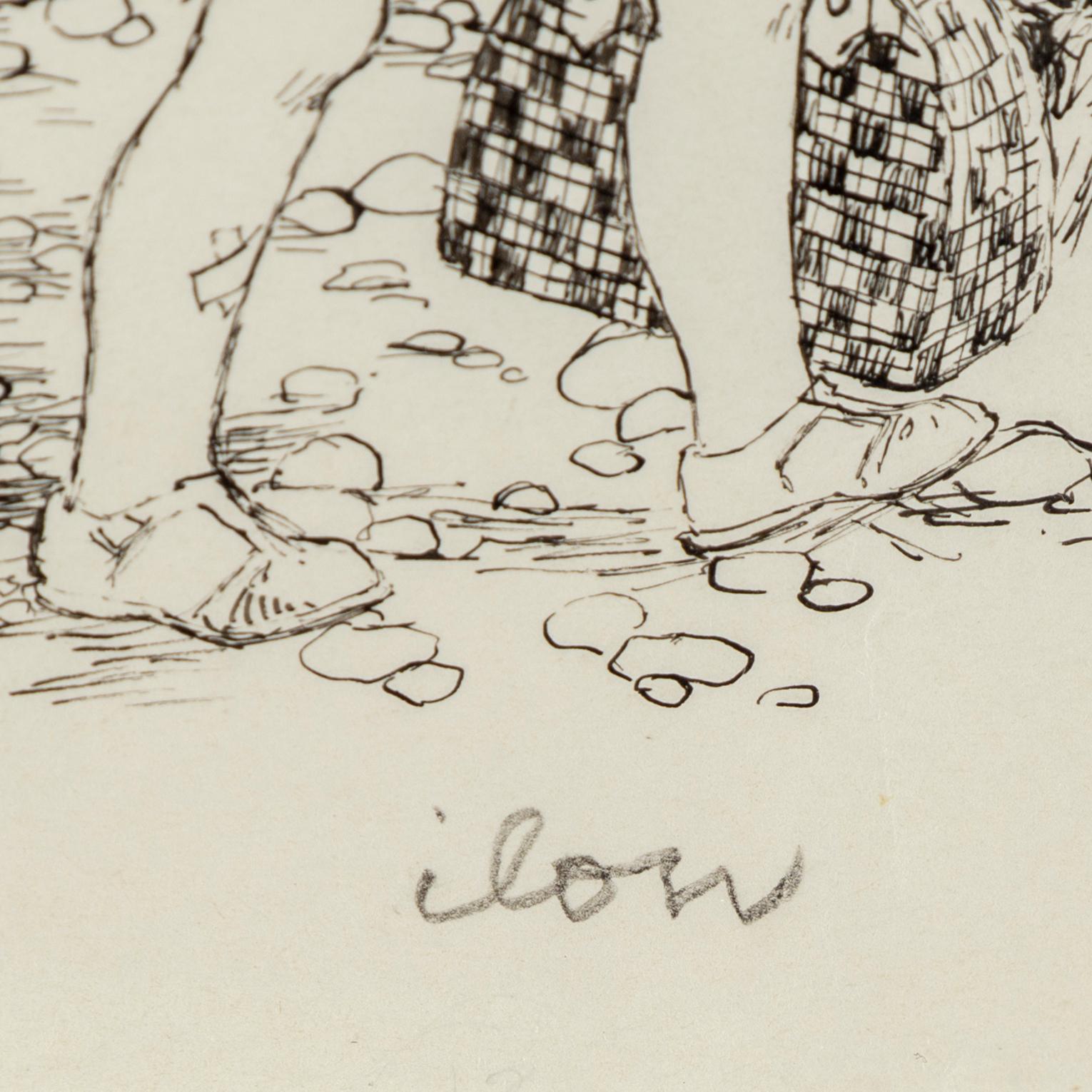 ILON WIKLAND, ink drawing, signed ilon in pencil.