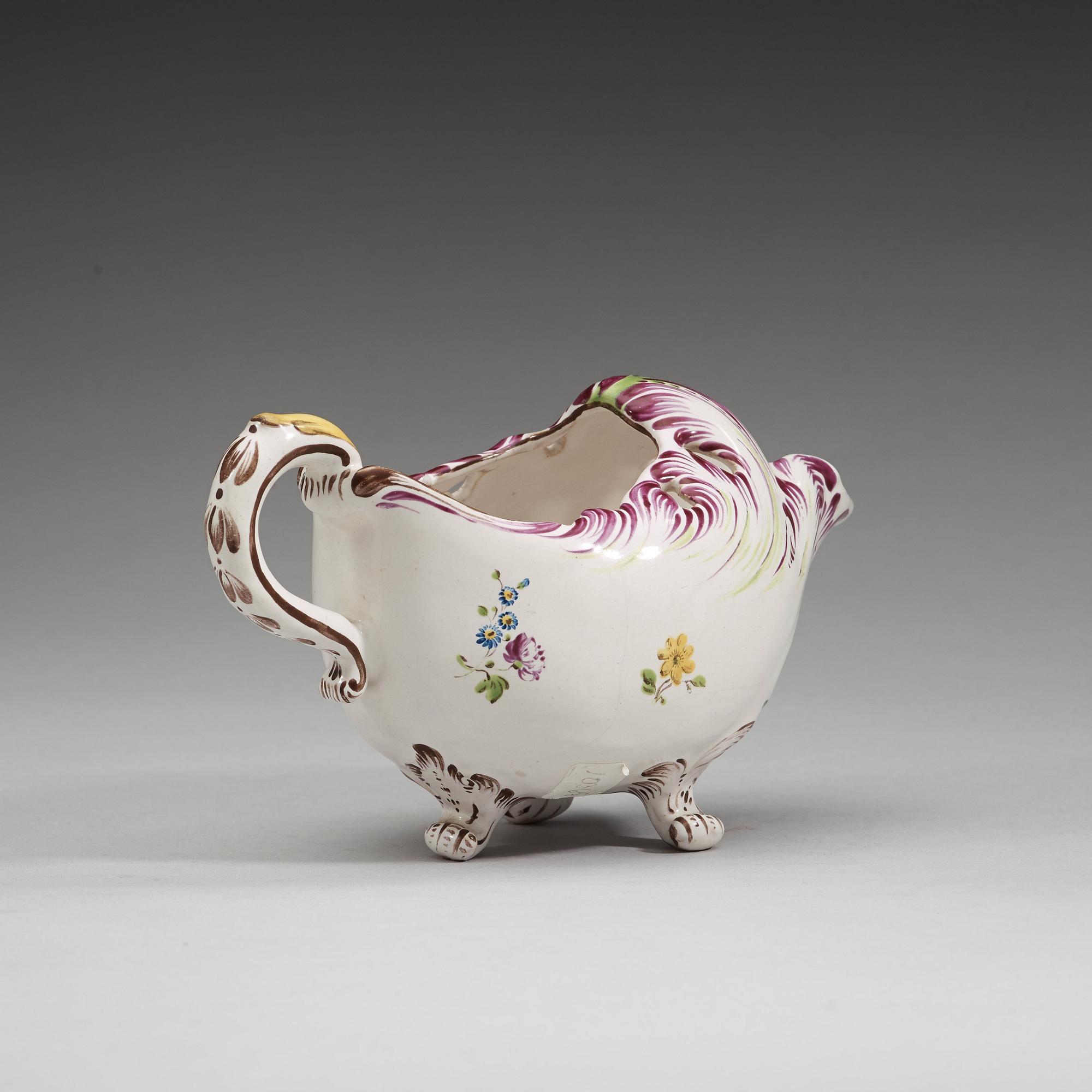 A Swedish sauce boat, Marieberg, dated (17)74.