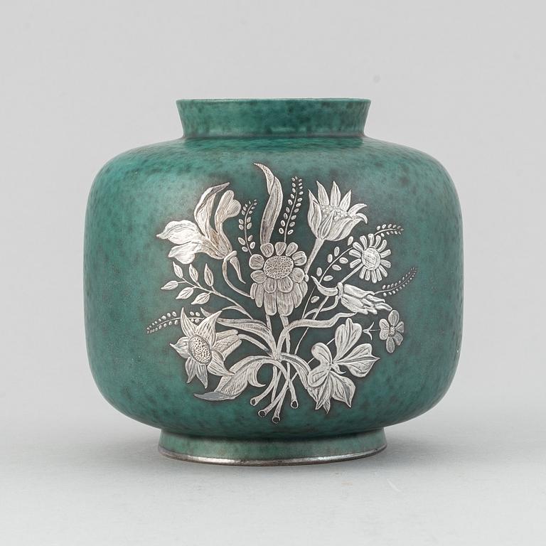 Wilhelm Kåge, vas, stengods, "argenta", Gustavsberg.