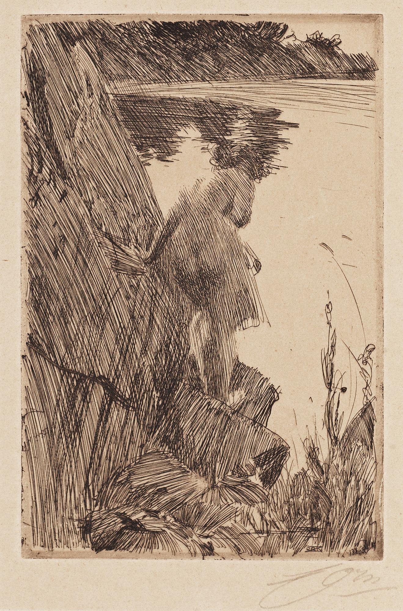 ANDERS ZORN, etsning (II état av II), 1896, signerad med blyerts.