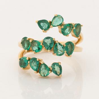 Pear shaped emerald ring.