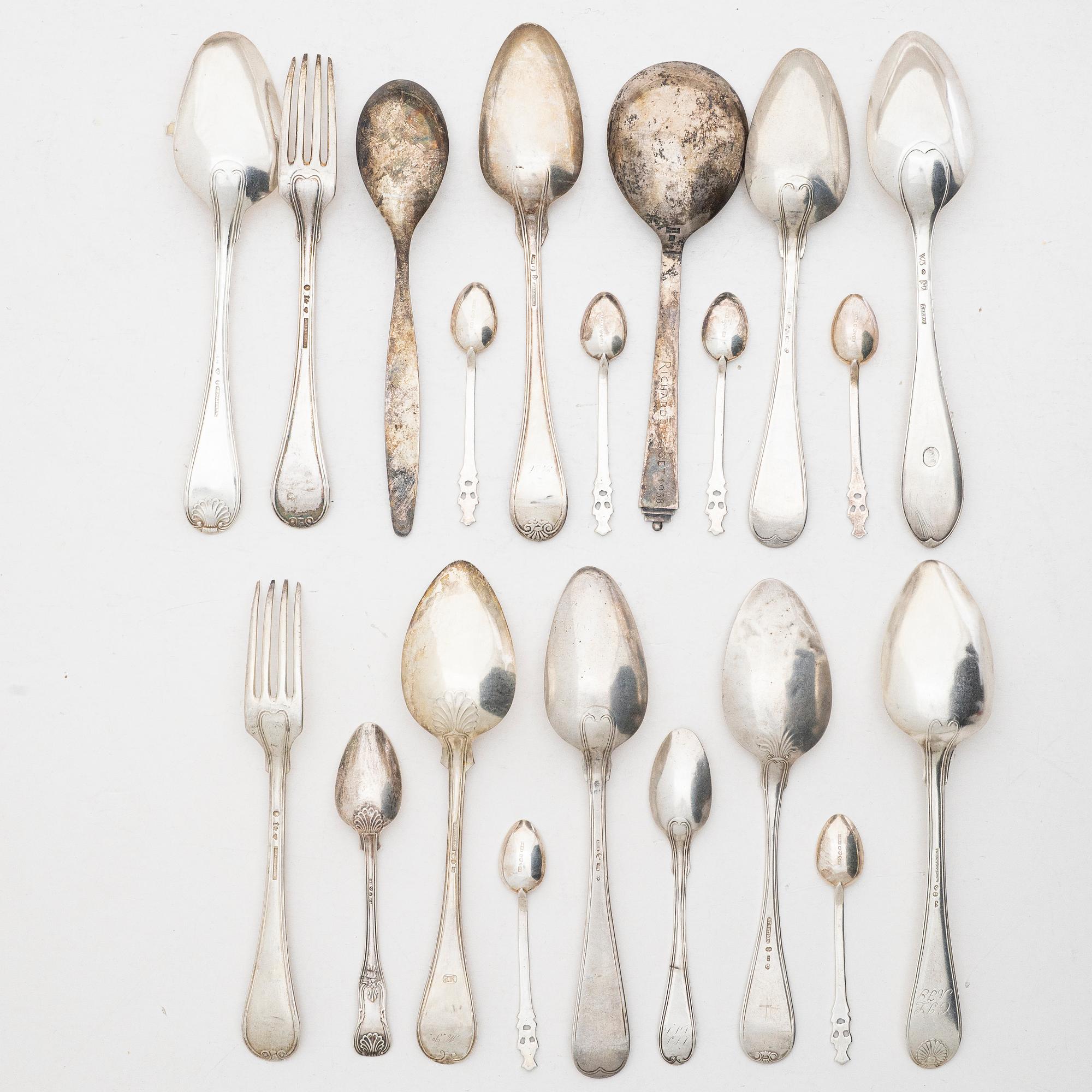 A collection of silver, 20 pieces, various models, including Z. Lundqvist, 19th-20th century.
