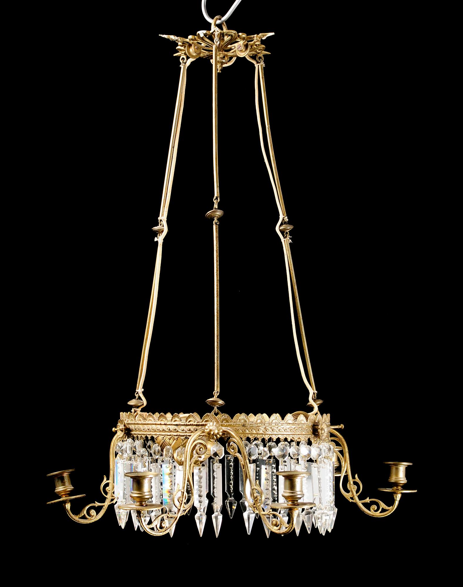 TAKLAMPA, sent 1800-tal, mässing. H ca 75.