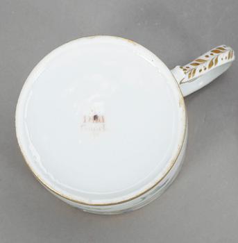 KOPPAR med FAT, 3 st, porslin, Dihl et Guerhard, Paris, empire, 1800-talets början.