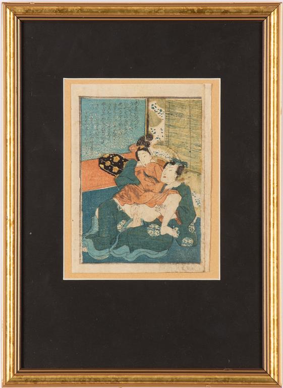 Unidentified artist, a woodblock shunga print, Japan.