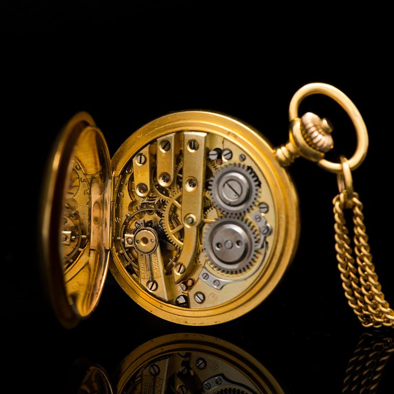 A PENDANT / POCKET WATCH, old cut diamonds, 14K gold. Borel Neuchatel & Cie.