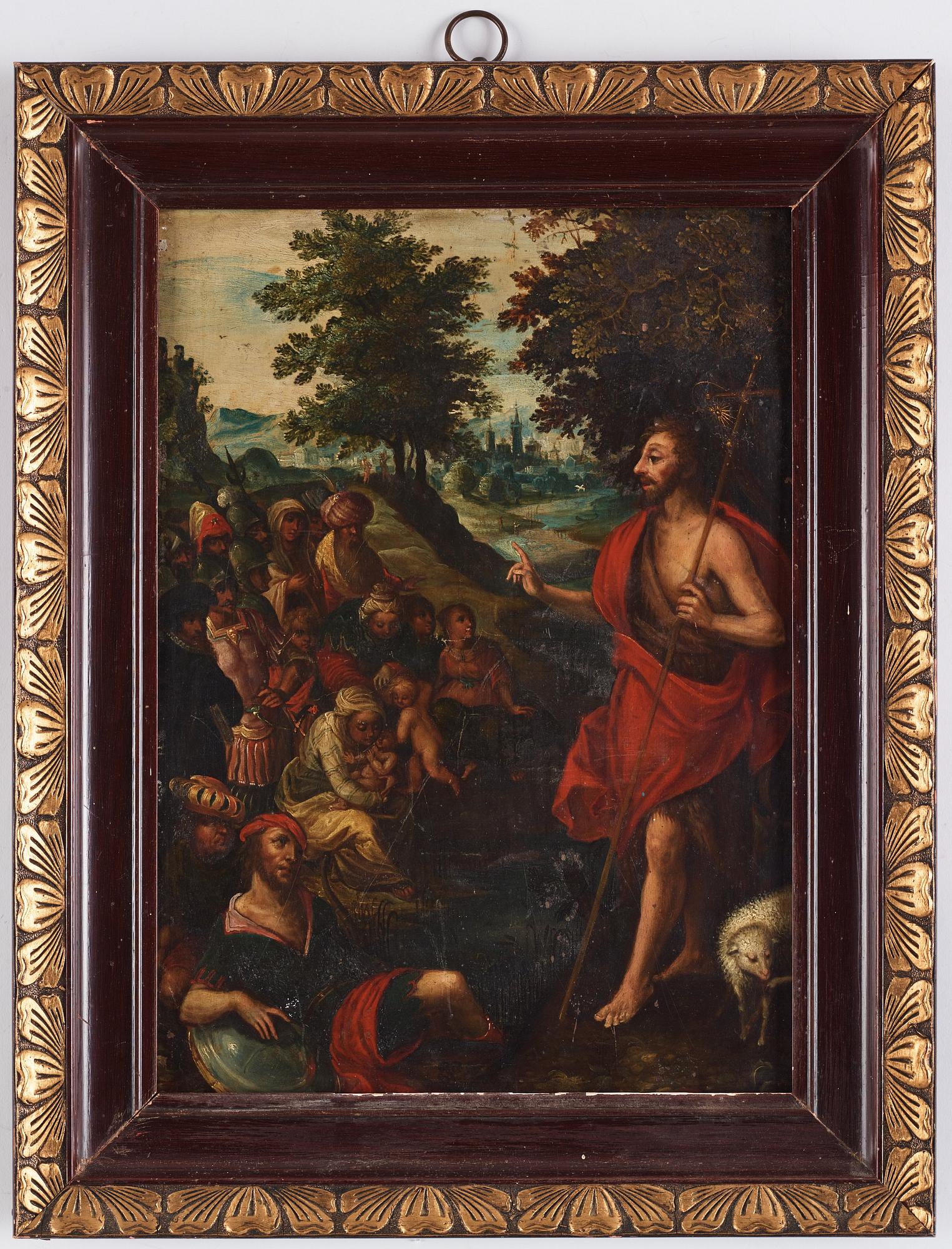 Gillis Mostaert Hans krets, Johannes döparen predikar.
