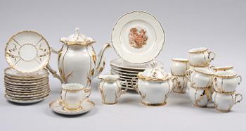 KAFFESERVIS, tot 24 delar, porslin, nyrokoko, sekelskiftet 1800/1900.