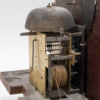 An oak longcase clock, 19th Century.