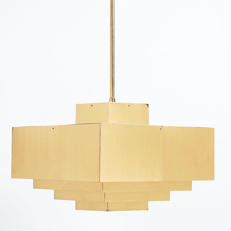 Hans-Agne Jakobsson, a brass and white lacquered "C 896/M" ceiling light, Markaryd, Sweden 1960's-70's.