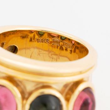 Temple St Clair ring 18K guld med cabochonslipade  turmaliner.