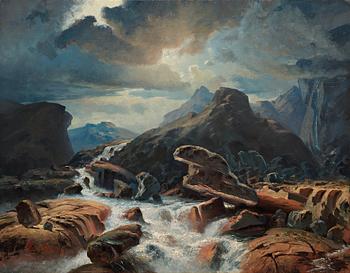 Marcus Larsson, Flowing river through rocky mountains.