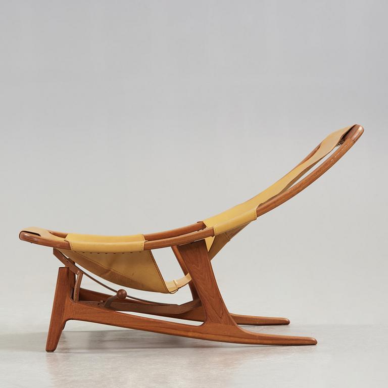 An Arne Tidemand Ruud 'Holmenkollen' teak and leather easy chair, Norcraft, Norway 1950-60's.