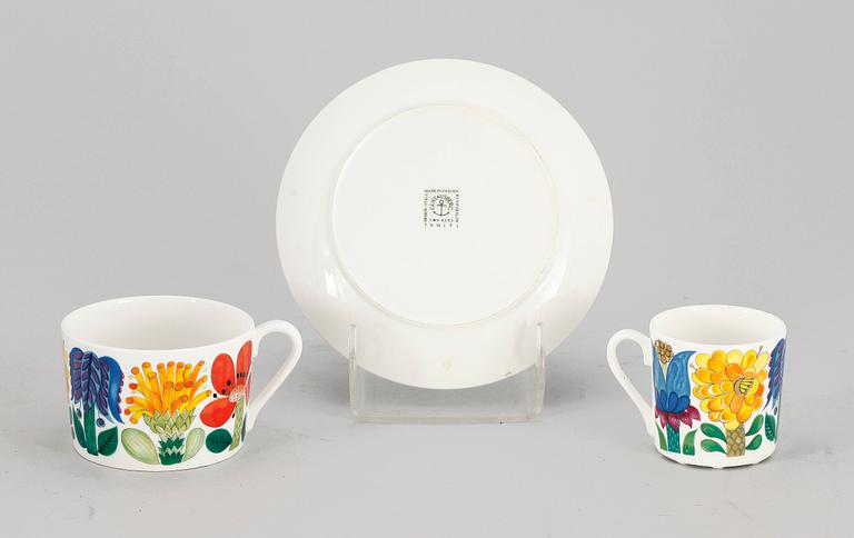 TE- OCH KAFFESERVIS, 19 delar. Benporslin, "Tahiti", Stig Lindberg, Gustavsberg, 1970-tal.