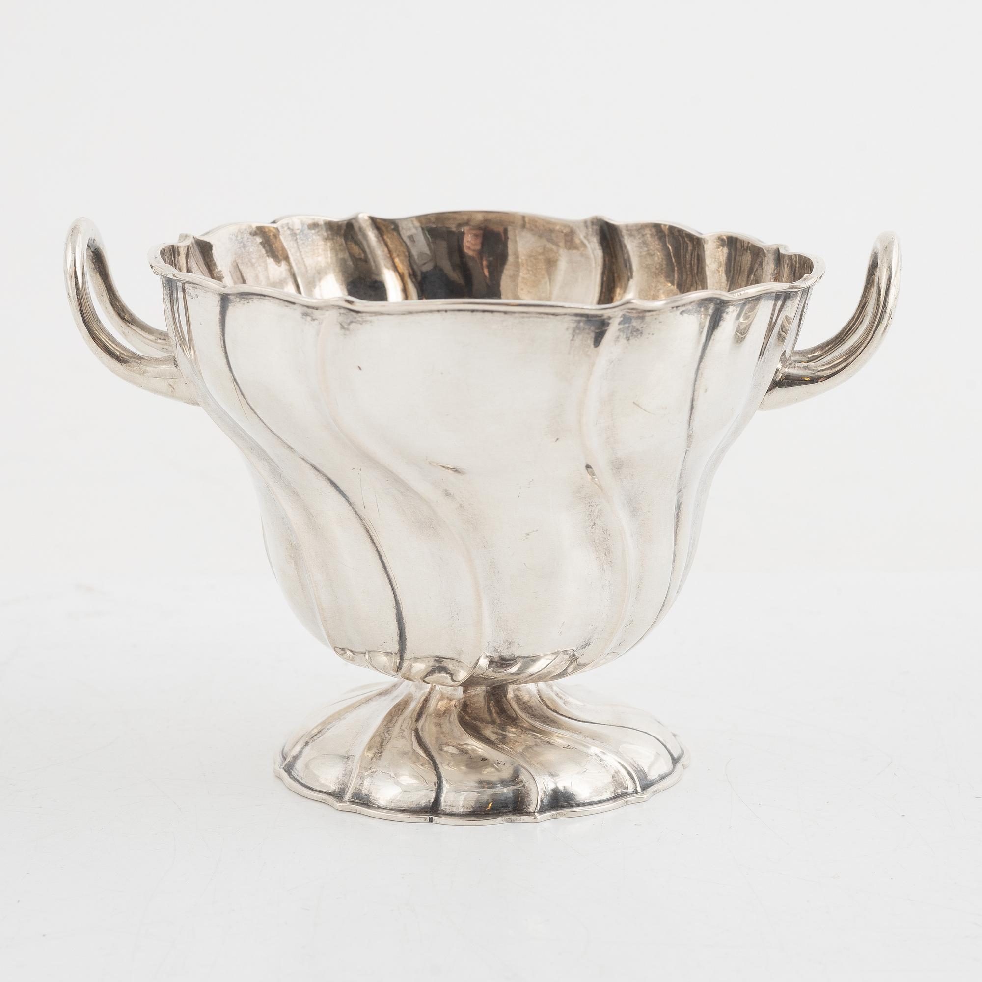 A silver bowl and a box with cover, including Denmark, mid 19th Century.