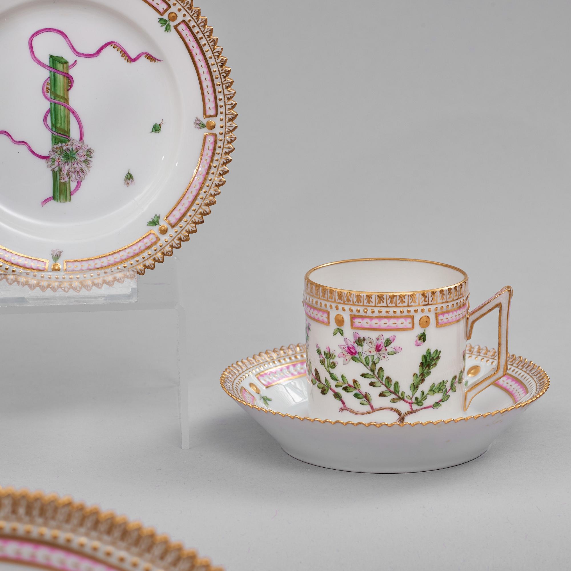 A Royal Copenhagen 'Flora Danica' part dinner service for two, Denmark, 20th Century. (13 pieces).