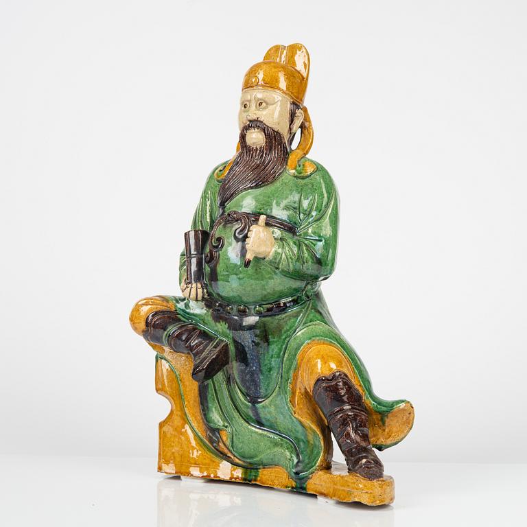 A Chinese roof tile figure, Ming style, presumably late 19th Century.
