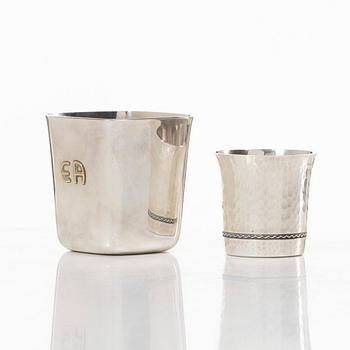 Two cups, silver, C.F. Carlman, 1953, and Ceson Guldvaru Ab, 1984.
