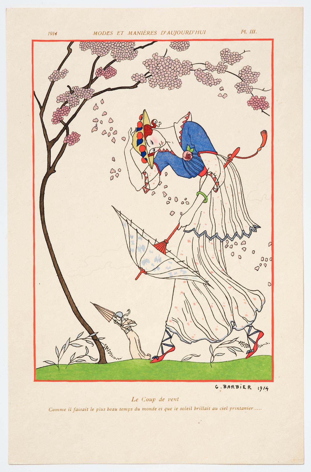George Barbier, mapp med originalteckning och planscher, "Modes et Manières d'Aujourd'Hui (3e Année)", Frankrike, 1914.