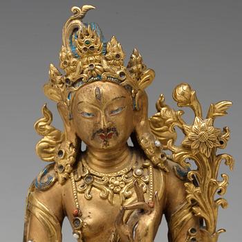 A gilt bronze figure of a White Tara, Tibetan-Chinese, 18th Century.