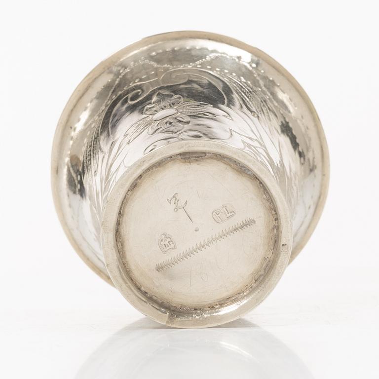 A Swedish silver beaker, mark of Petter Lund, Nyköping 1736.