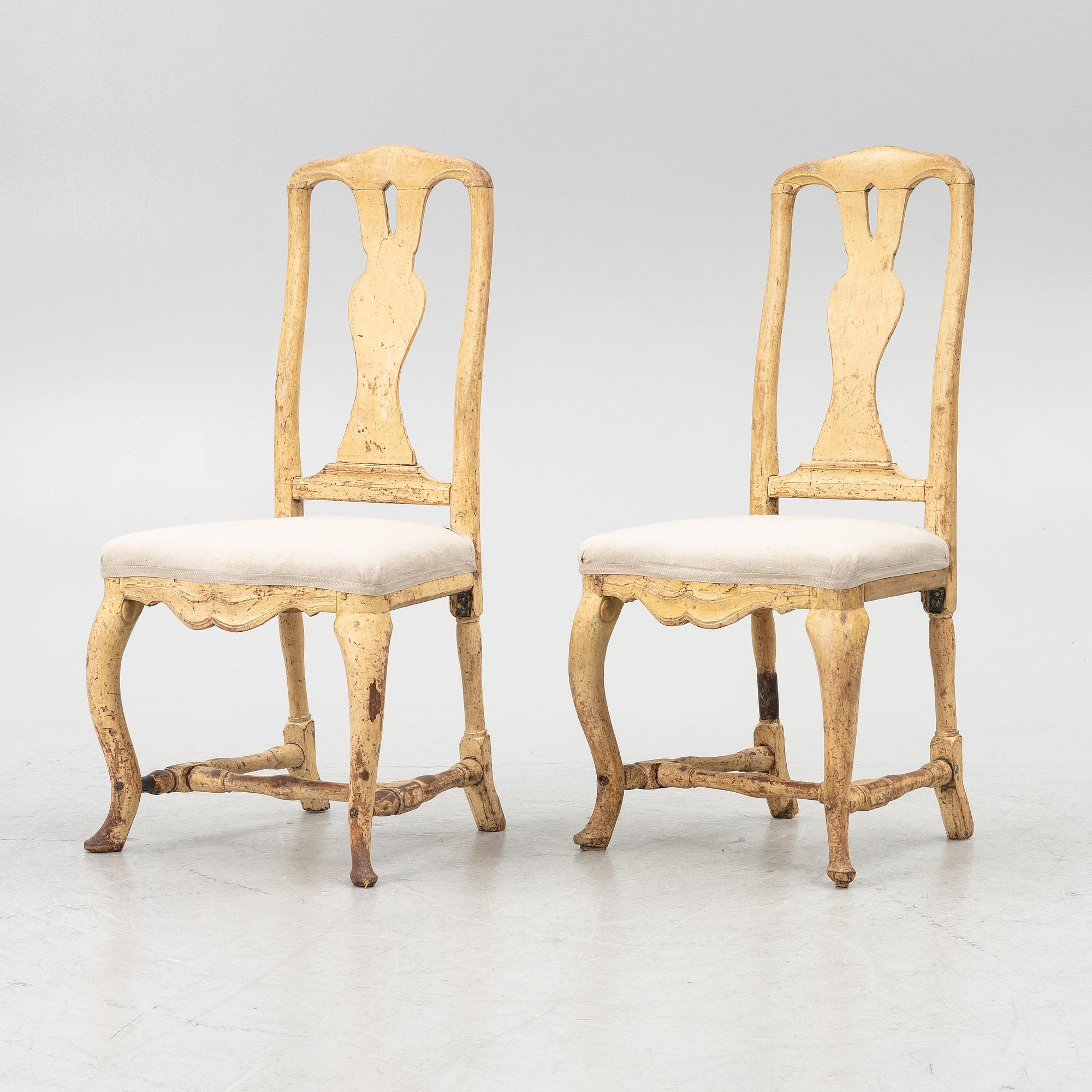 A pair of Swedish rococo chairs, Stockholm, later part 18th century.